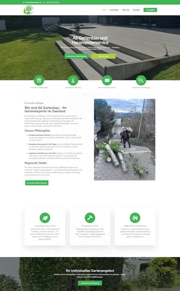 Ali Gartenbau Website Mockup