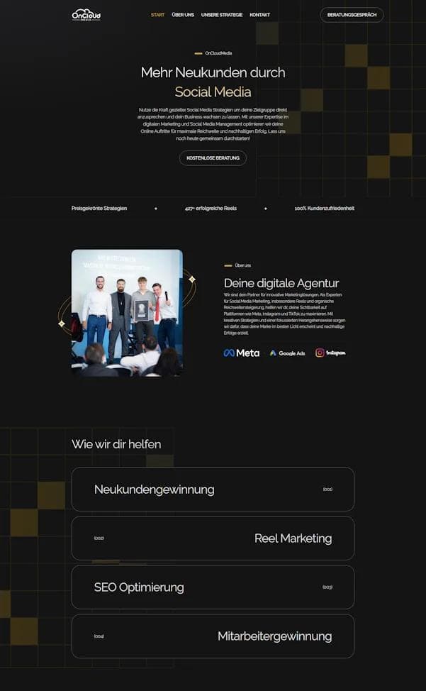 OnCloudMedia Website Mockup