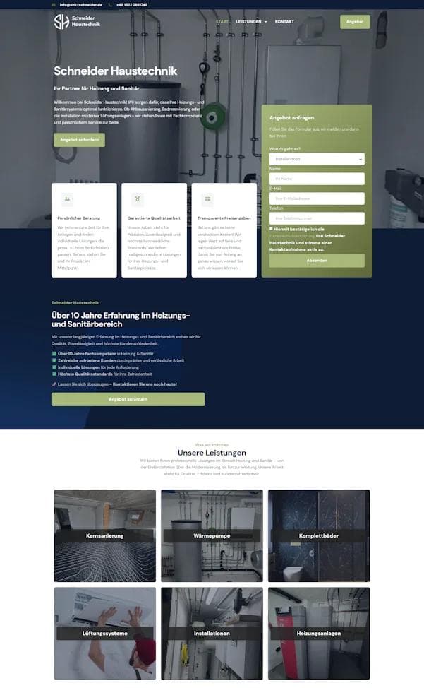 Schneider Haustechnik Website Mockup